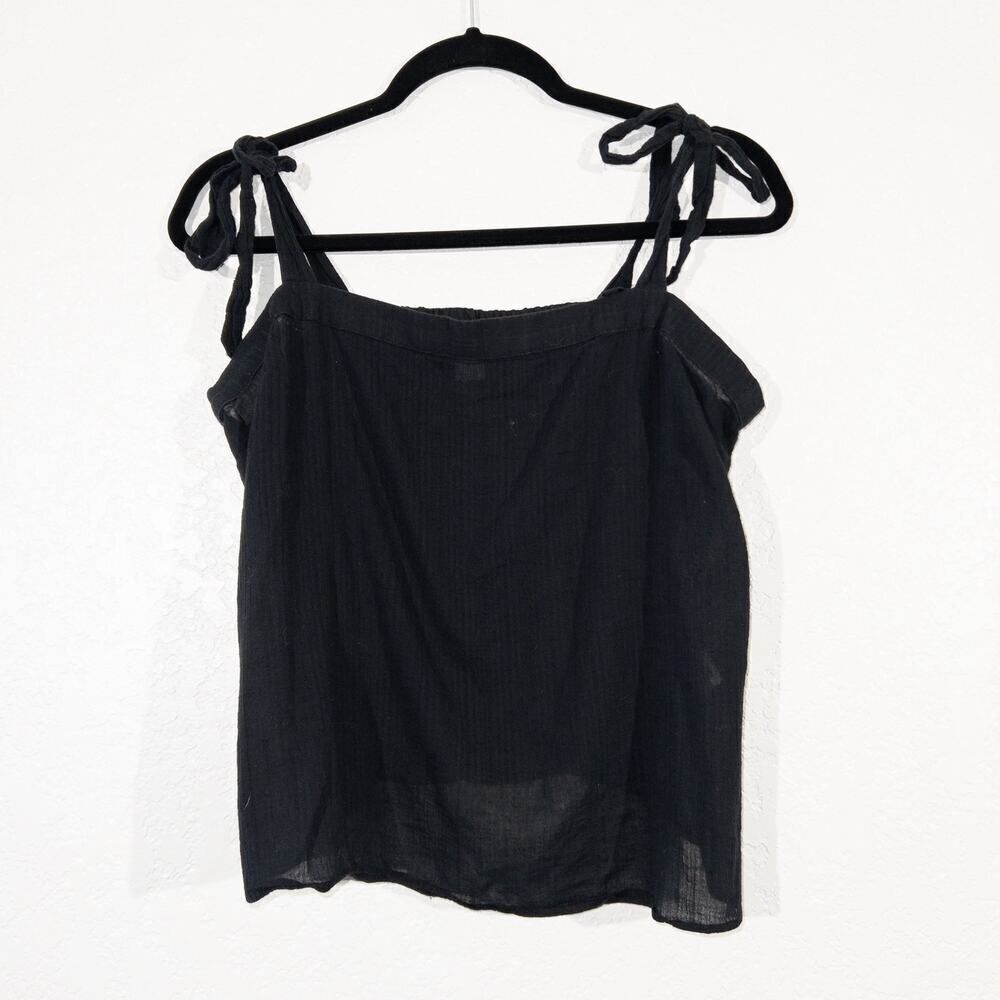 J. Crew Black Tie Shoulder Tank Top Size Large‎